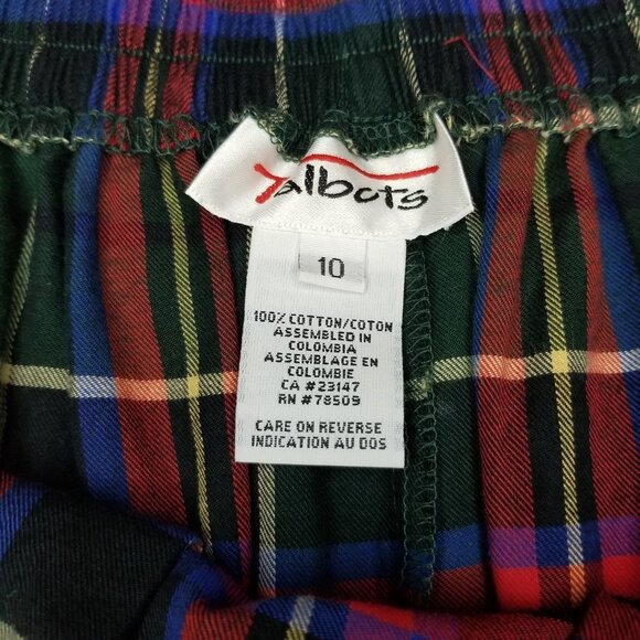 Vintage Talbots Tartan midi skirt red green sz 10 plaid pleated buttons on side - Picture 6 of 11